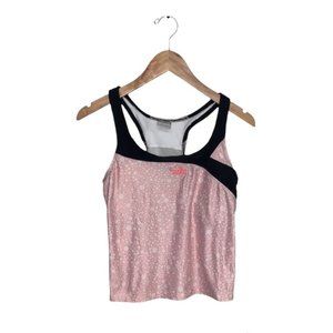 Nike Vintage Tank‎ Top  Size Small Polka Dot Light Pink White Black Embroidered